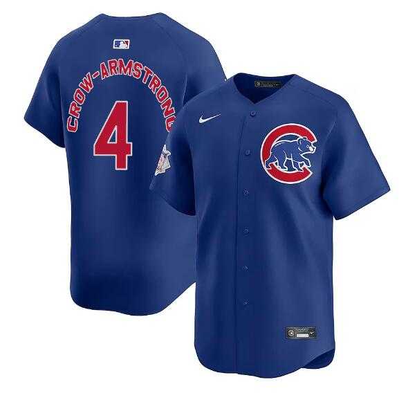 Mens Chicago Cubs #4 Pete Crow-Armstrong Royal Limited Stitched Jersey Dzhi